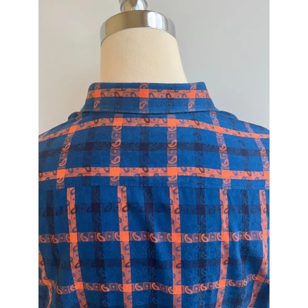 Robert Graham Green Paisley Blue Redish Orange Flowers Button Front Shirt sz XL - Picture 7 of 7